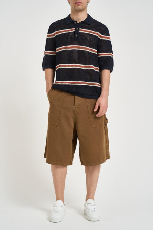 Polo uomo in maglia a righe nera