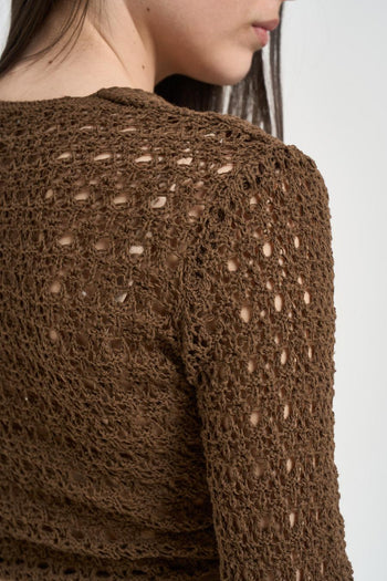 Cardigan donna incrociato tabacco - 4