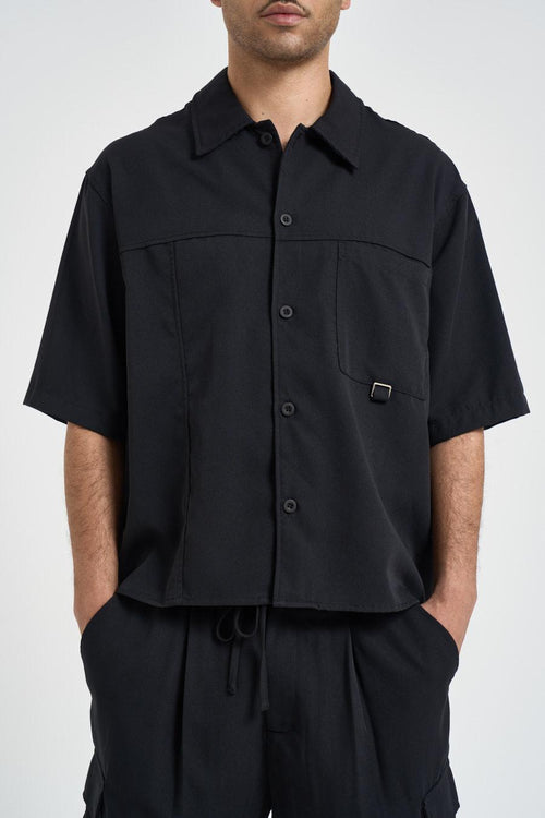 Camicia uomo a maniche corte nera - 2