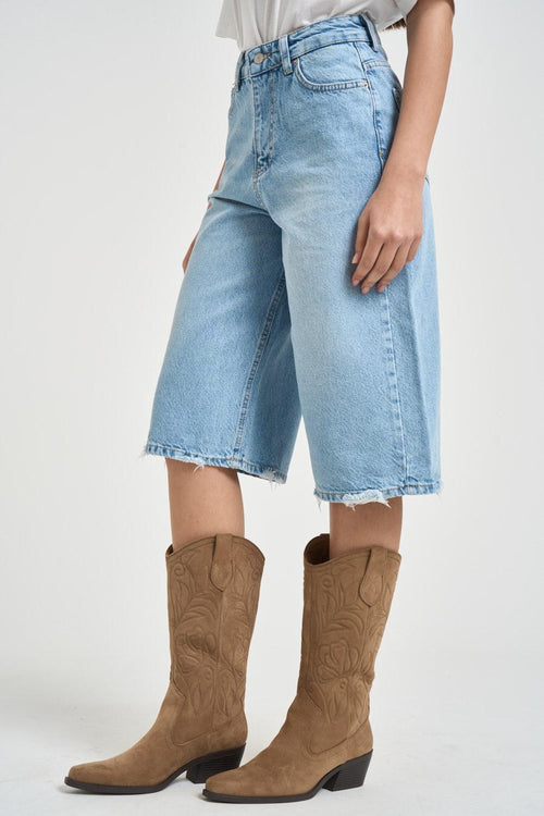 Bermuda donna in denim azzurro - 2