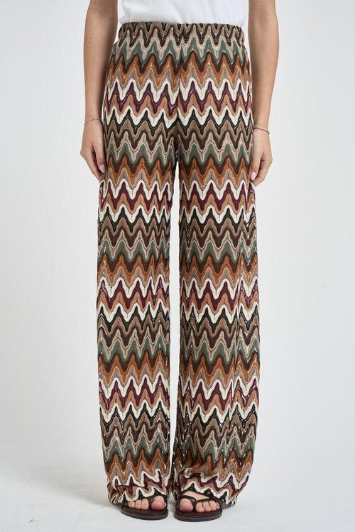 Pantalone donna fantasia multicolor verde