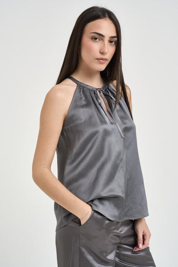 Top donna satinato grigio - 4