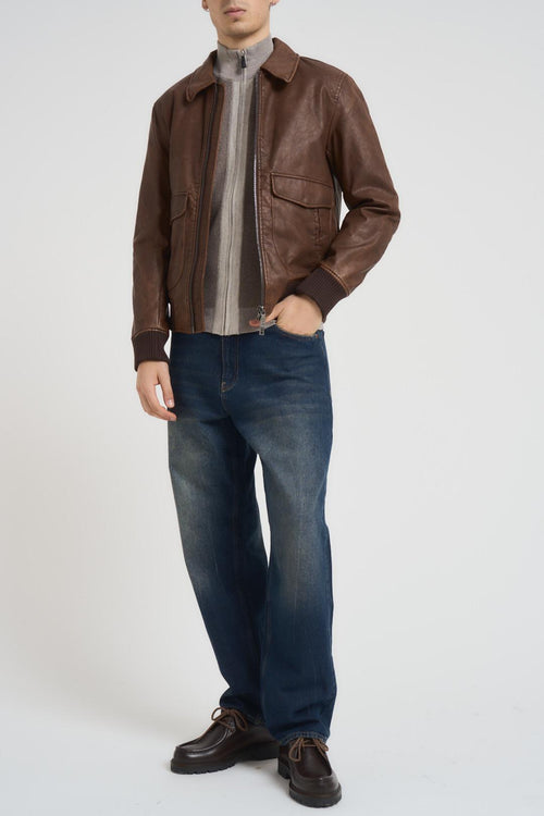 Bomber uomo in ecopelle moro