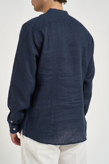 Camicia uomo in lino blu - 3
