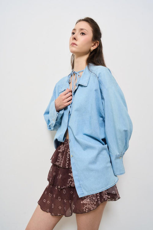Camicia donna in denim chiaro - 2