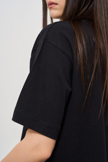T-shirt donna girocollo nera - 4