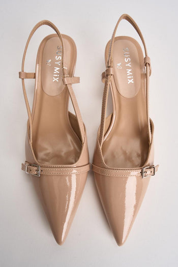 Slingback donna in vernice rosa cipria - 5