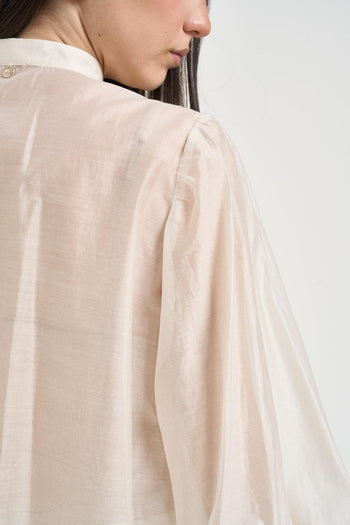 Blusa donna con pietre panna - 4