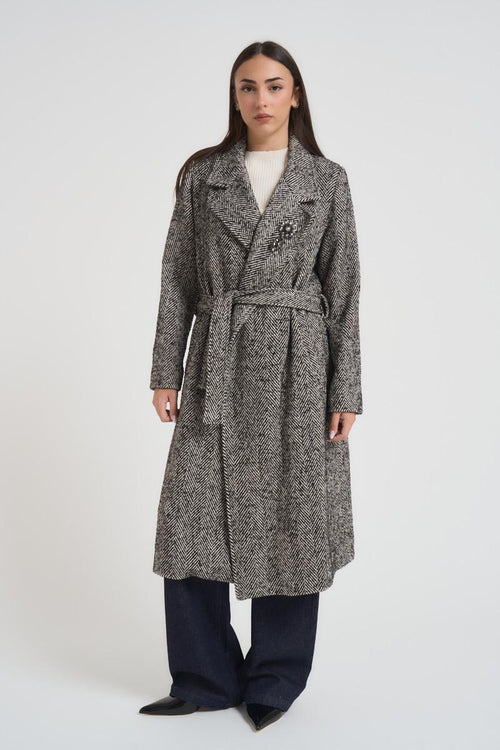 Cappotto donna doppiopetto sale e pepe - 2