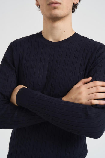 Maglia uomo girocollo treccia blu - 3