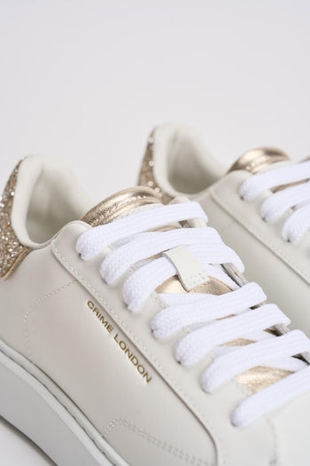 Sneakers donna in pelle con strass oro - 5