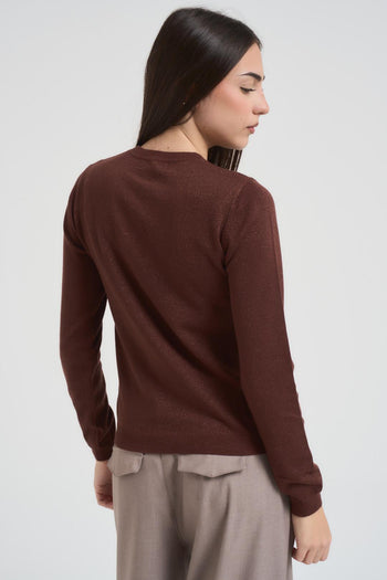 Maglia donna girocollo cioccolato - 3