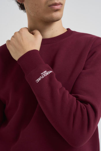 Felpa uomo bordeaux a girocollo - 3