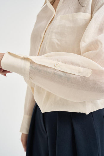 Camicia donna semitrasparente panna - 5