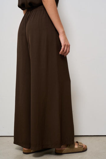 Pantalone donna gamba larga marrone - 5