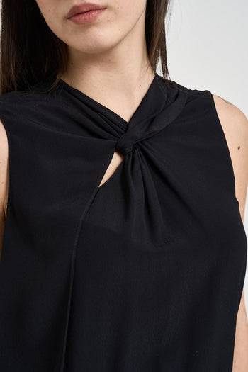 Blusa donna con nodo nera<BR/> - 3