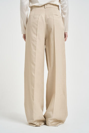 Pantalone donna gamba ampia beige - 3