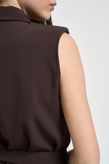 Abito donna gilet e pantalone marrone - 5