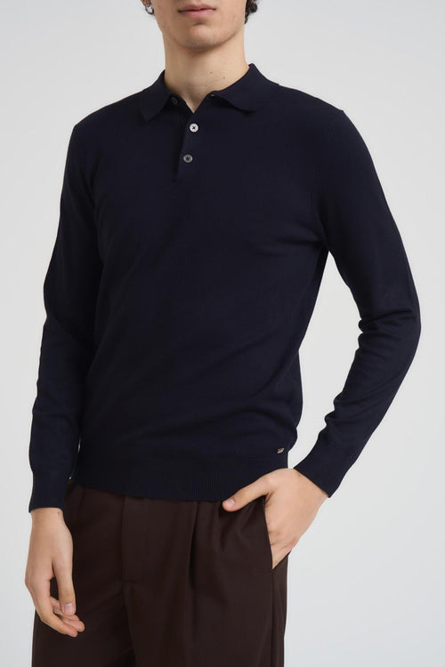 Polo uomo con bottoni blu