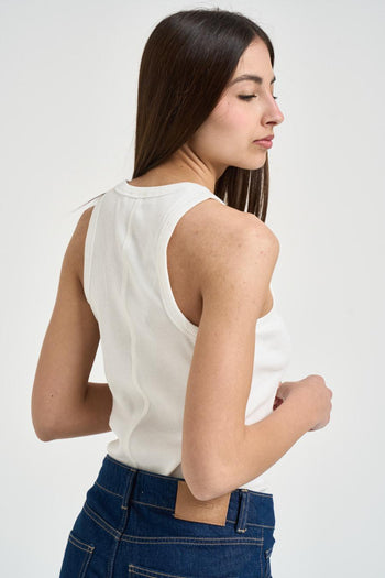 Top donna a costine bianco - 3