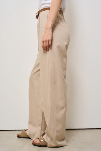 Pantalone donna a palazzo beige - 3