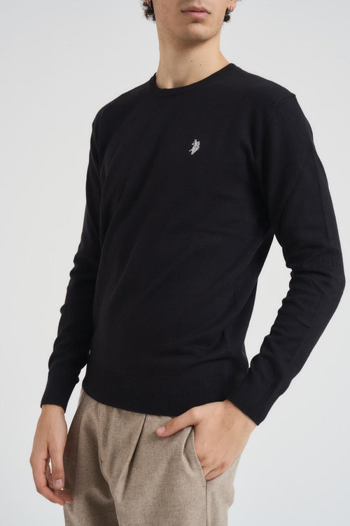 Maglia uomo girocollo cotone e cashmere nera