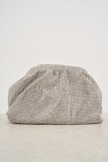 Women's clutch bag with silver candy rhinestones - 4