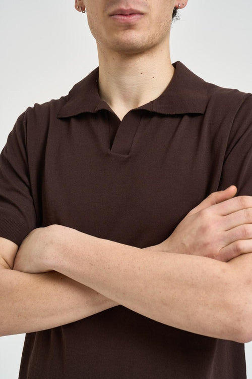 Polo uomo in maglia marrone - 2