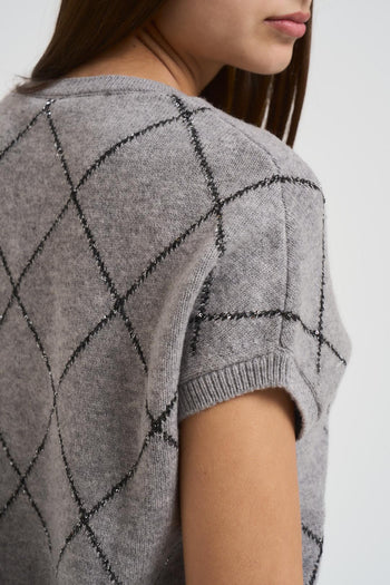 Gilet donna a rombi grigio - 4