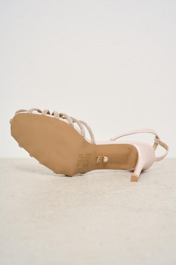 Powder pink heel shoe with rhinestones - 9