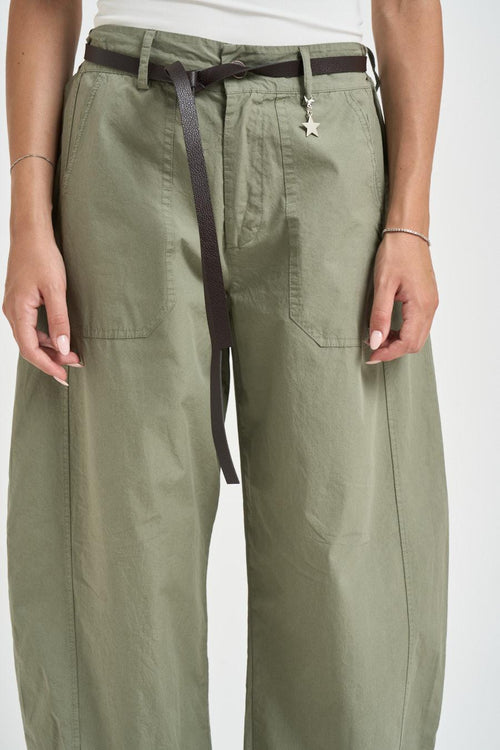 Pantalone donna barrel fit verde - 2