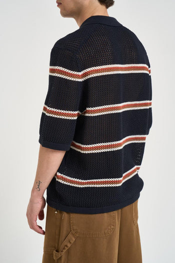 Polo uomo in maglia a righe nera - 4