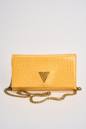 Borsa donna a tracolla in vernice gialla - 5