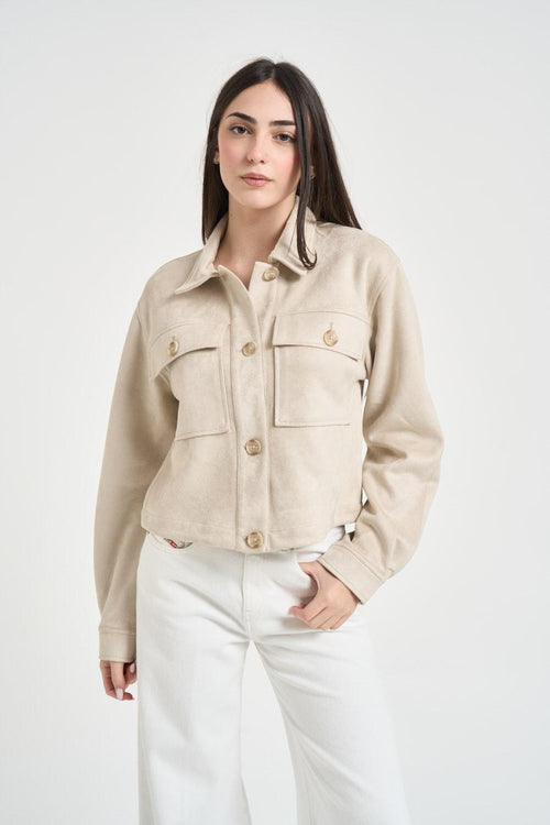 Giubbotto donna in suede beige