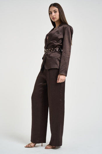 Giacca donna satinata marrone - 4