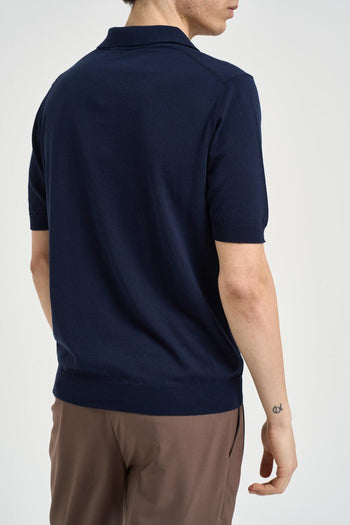 Polo uomo in maglia blu notte - 3