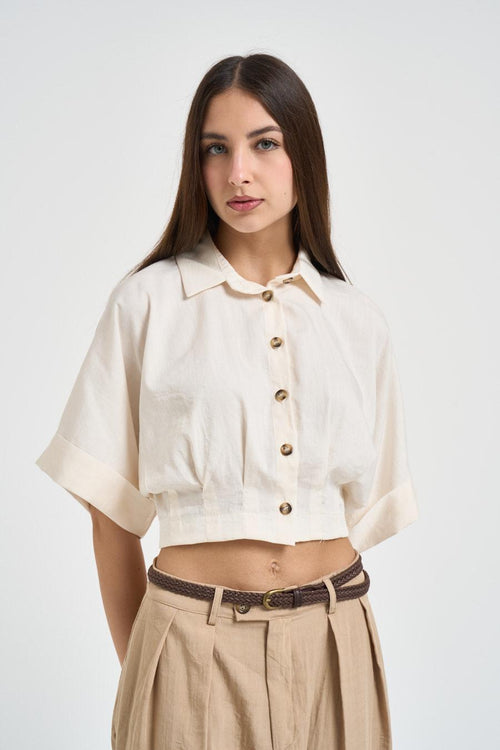 Camicia donna cropped burro