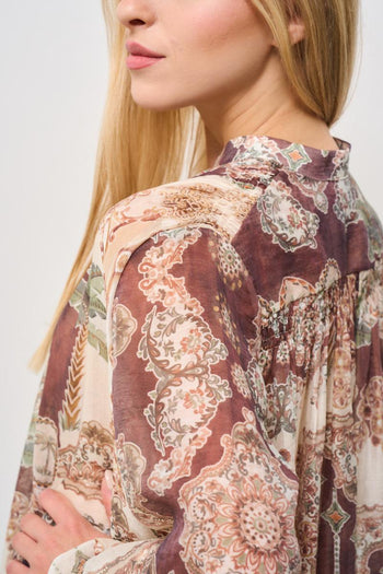 Blusa donna fantasia marrone - 4