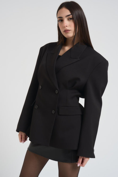 Giacca donna doppiopetto nera - 2