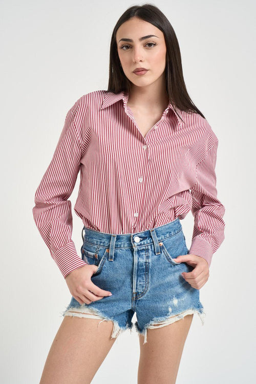 Camicia donna gessata rossa - 2