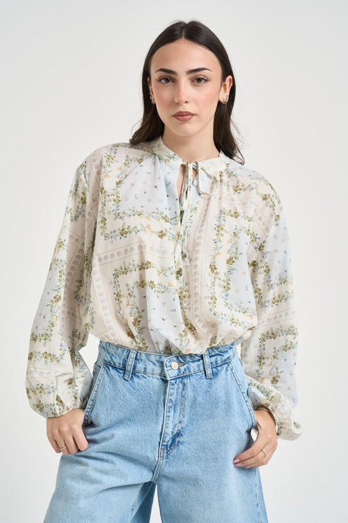 Blusa donna panna fantasia floreale - 2