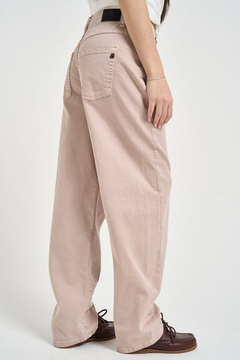 Jeans donna balloon in denim rosa cipria - 5