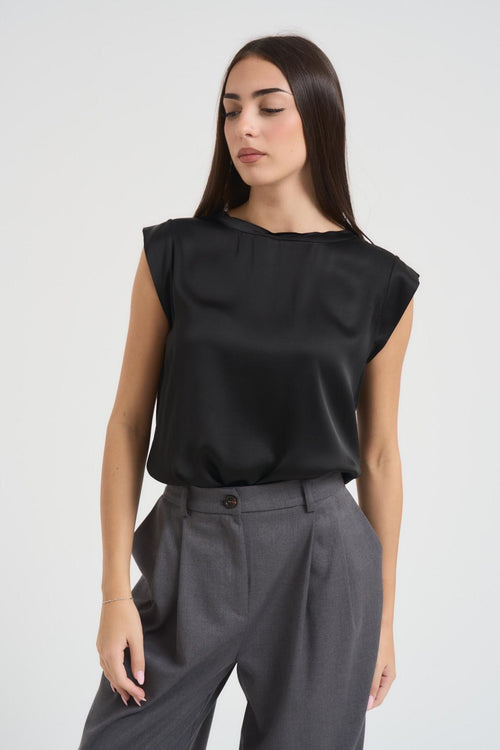 Top donna smanicato nero - 2