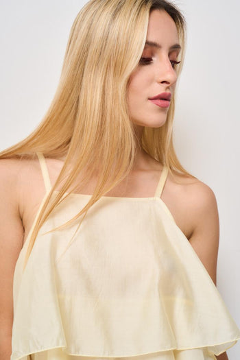 Top donna balze giallo pastello - 3