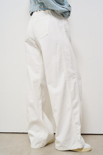 Jeans donna a palazzo in denim bianco - 4