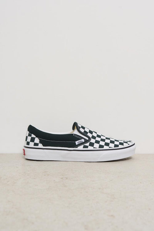 Green Checkered Men's Slip-On Sneakers
