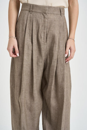 Pantalone donna wide leg tortora - 5