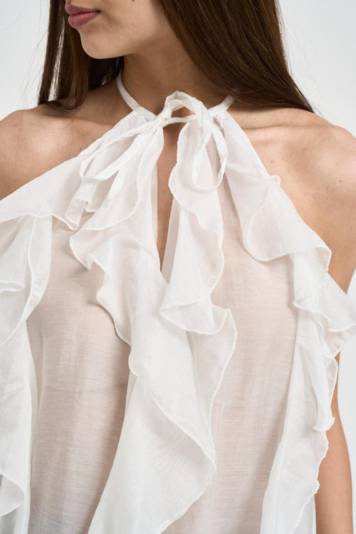 Top donna con volant bianco - 2