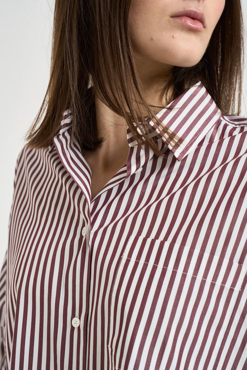 Camicia donna a righe bordeaux - 2