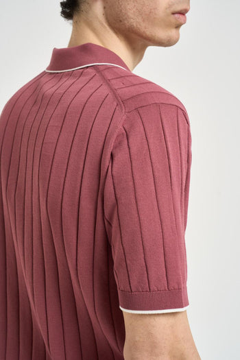 Polo uomo a coste rosso mattone - 5